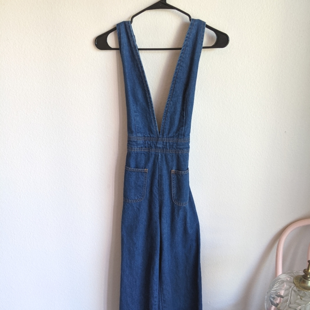 Urban Outfitters XS Cropped Denim Jumpsuit